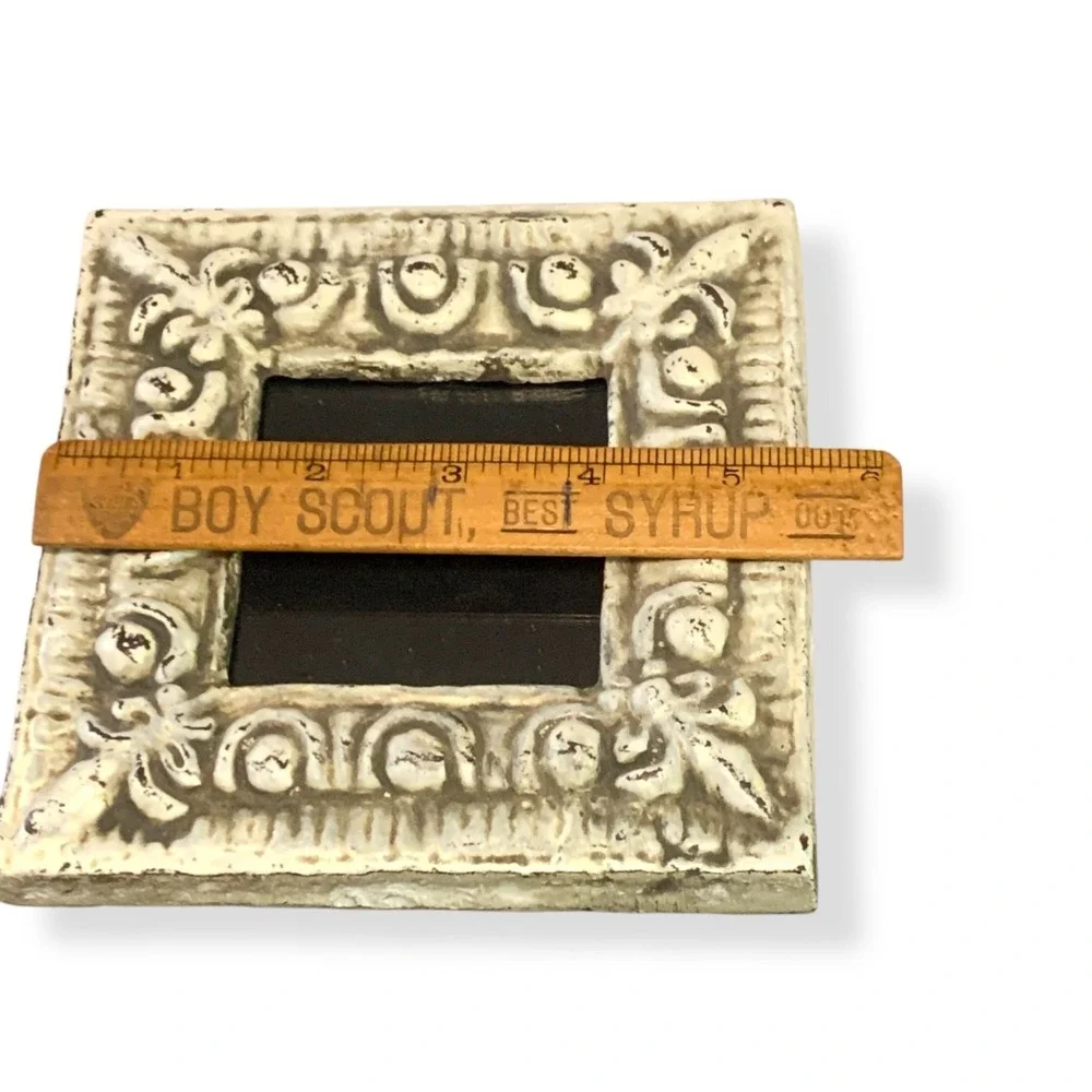 VTG Mini Picture Frame Heavy Ornate Cast Iron Micro 2.5